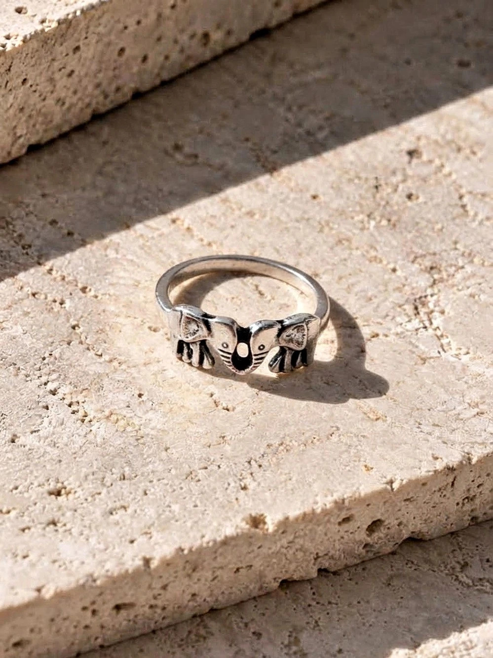Elephant Ring in Silver tones
